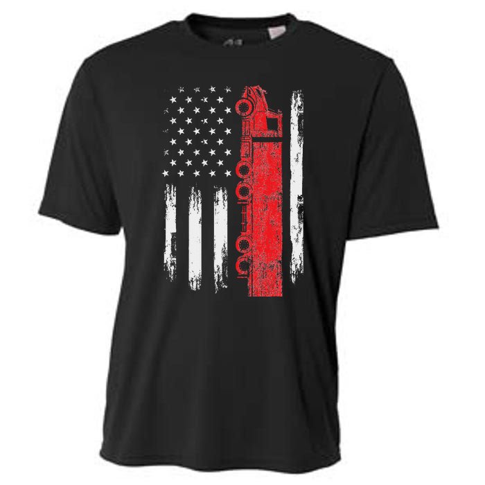 American Flag Truck Semi Truck Driver Trucking Trucker Cooling Performance Crew T-Shirt