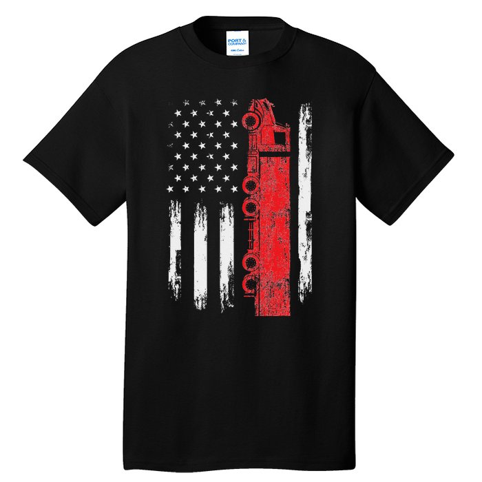 American Flag Truck Semi Truck Driver Trucking Trucker Tall T-Shirt