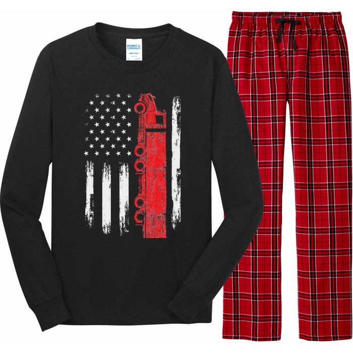 American Flag Truck Semi Truck Driver Trucking Trucker Long Sleeve Pajama Set