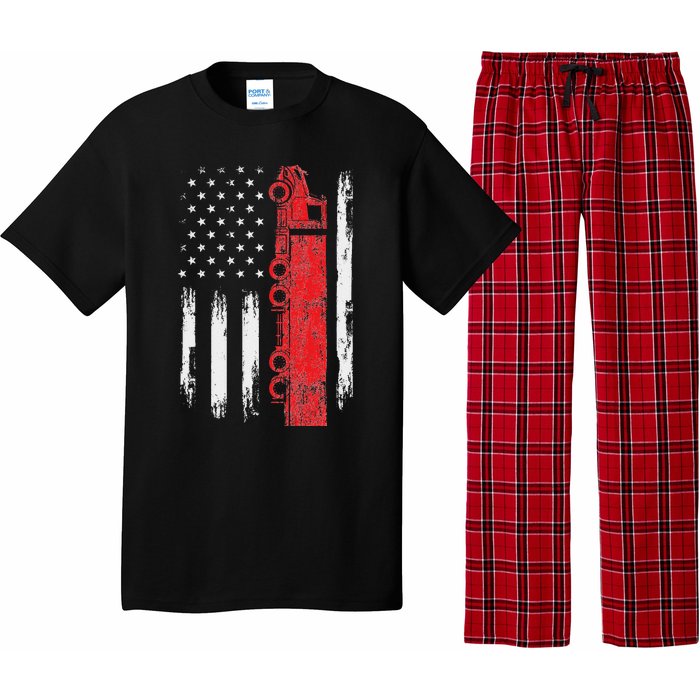 American Flag Truck Semi Truck Driver Trucking Trucker Pajama Set