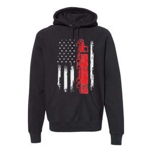 American Flag Truck Semi Truck Driver Trucking Trucker Premium Hoodie