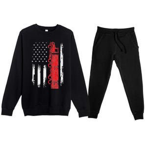 American Flag Truck Semi Truck Driver Trucking Trucker Premium Crewneck Sweatsuit Set