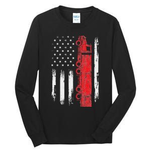 American Flag Truck Semi Truck Driver Trucking Trucker Tall Long Sleeve T-Shirt