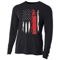 American Flag Truck Semi Truck Driver Trucking Trucker Cooling Performance Long Sleeve Crew