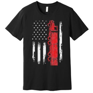 American Flag Truck Semi Truck Driver Trucking Trucker Premium T-Shirt