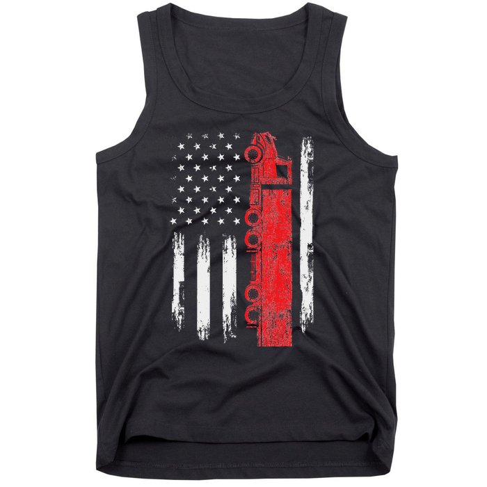 American Flag Truck Semi Truck Driver Trucking Trucker Tank Top