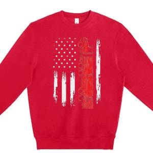 American Flag Truck Semi Truck Driver Trucking Trucker Premium Crewneck Sweatshirt