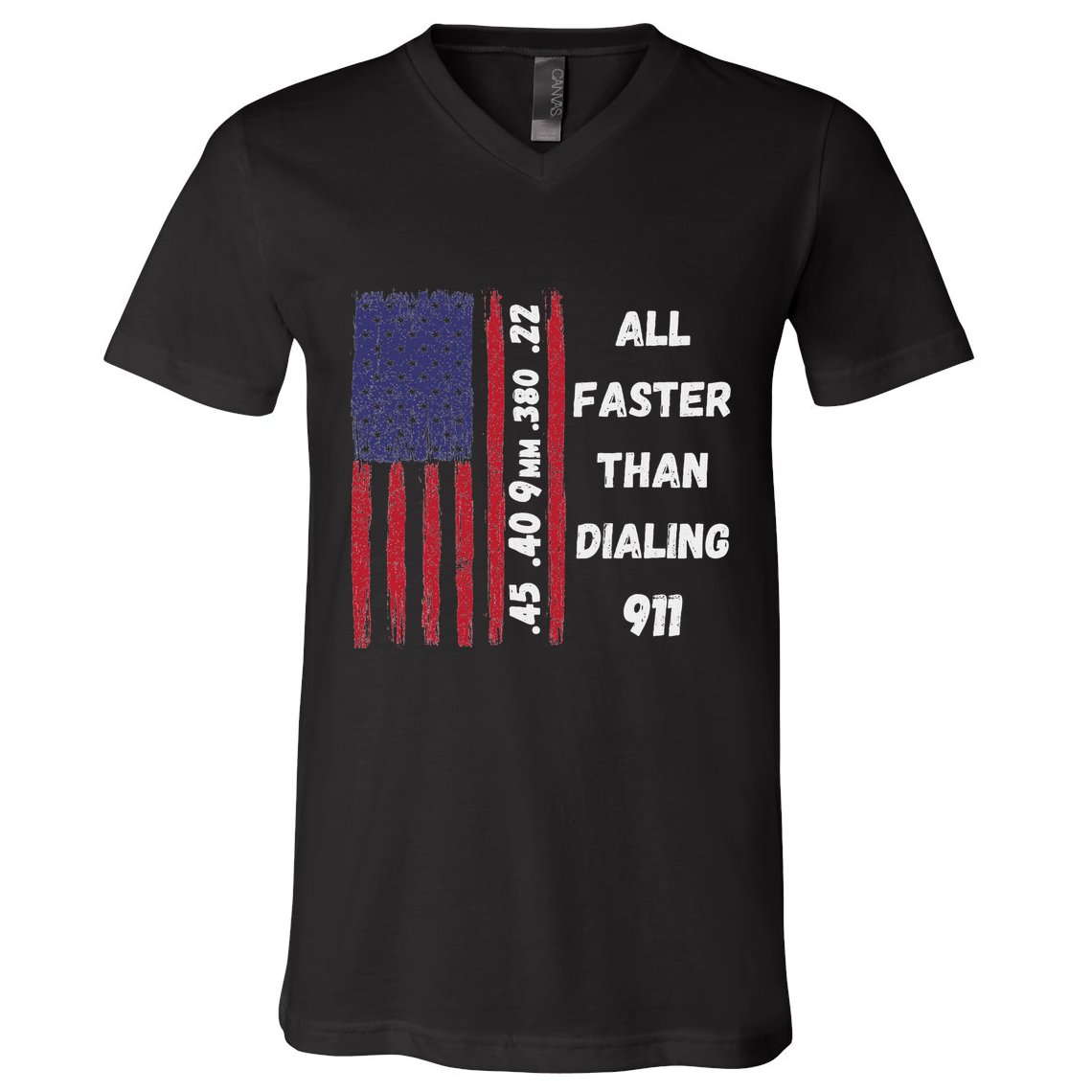 All Faster Than Dialing 911 22 380 9mm 40 45 Pro 2 Amendment V-Neck T-Shirt