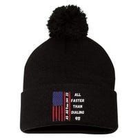 All Faster Than Dialing 911 22 380 9mm 40 45 Pro 2 Amendment Pom Pom 12in Knit Beanie