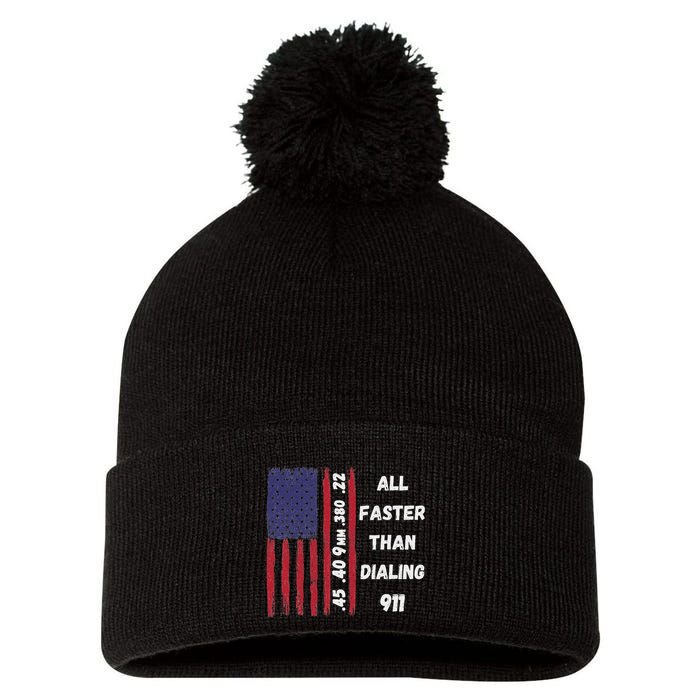 All Faster Than Dialing 911 22 380 9mm 40 45 Pro 2 Amendment Pom Pom 12in Knit Beanie