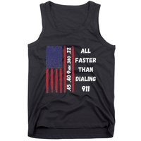 All Faster Than Dialing 911 22 380 9mm 40 45 Pro 2 Amendment Tank Top