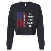 All Faster Than Dialing 911 22 380 9mm 40 45 Pro 2 Amendment Cropped Pullover Crew