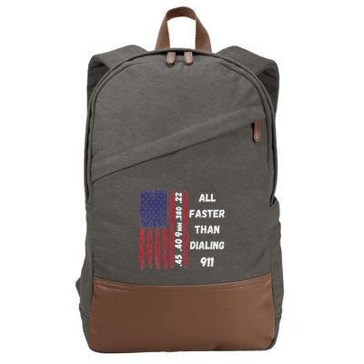 All Faster Than Dialing 911 22 380 9mm 40 45 Pro 2 Amendment Cotton Canvas Backpack