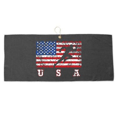 American Flag Track Field Usa Gift Track Team Large Microfiber Waffle Golf Towel