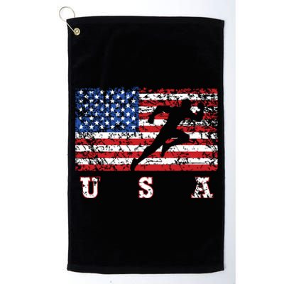 American Flag Track Field Usa Gift Track Team Platinum Collection Golf Towel