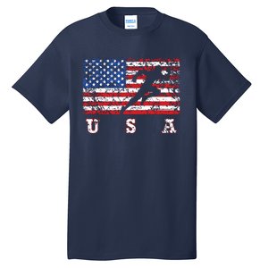 American Flag Track Field Usa Gift Track Team Tall T-Shirt