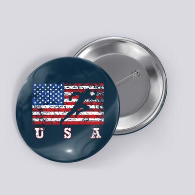 American Flag Track Field Usa Gift Track Team Button