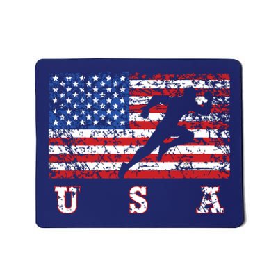 American Flag Track Field Usa Gift Track Team Mousepad