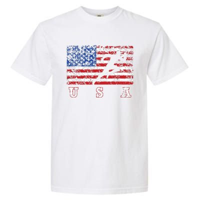 American Flag Track Field Usa Gift Track Team Garment-Dyed Heavyweight T-Shirt