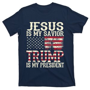 American Flag Tee Jesus Is My Savior Trump Is My President T-Shirt