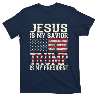 American Flag Tee Jesus Is My Savior Trump Is My President T-Shirt