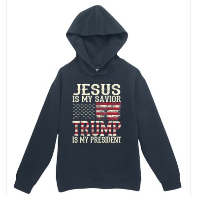 American Flag Tee Jesus Is My Savior Trump Is My President Urban Pullover Hoodie