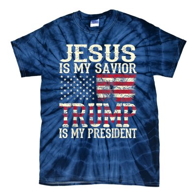 American Flag Tee Jesus Is My Savior Trump Is My President Tie-Dye T-Shirt