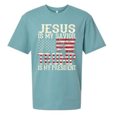 American Flag Tee Jesus Is My Savior Trump Is My President Sueded Cloud Jersey T-Shirt