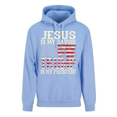 American Flag Tee Jesus Is My Savior Trump Is My President Unisex Surf Hoodie