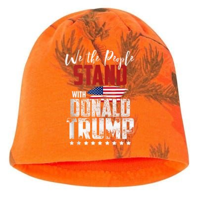 American Flag Trump 2024 We the People Stand With Trump 2024 Kati - Camo Knit Beanie