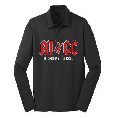 ATGC Funny Teacher Student Biology Silk Touch Performance Long Sleeve Polo