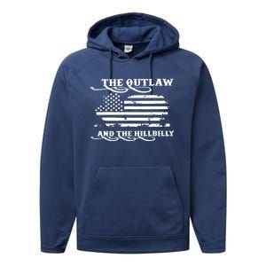 American Flag Trump Vance 2024 Outlaw Hillbilly Gift Performance Fleece Hoodie