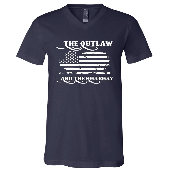 American Flag Trump Vance 2024 Outlaw Hillbilly Gift V-Neck T-Shirt