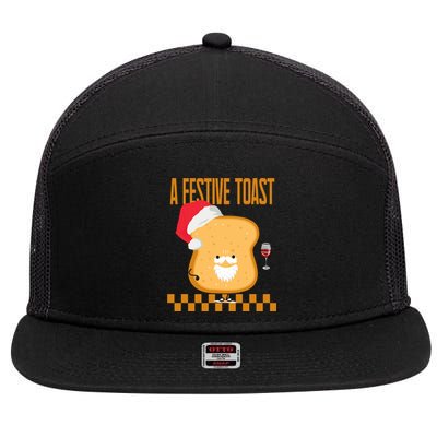 A Festive Toast Funny Christmas 7 Panel Mesh Trucker Snapback Hat