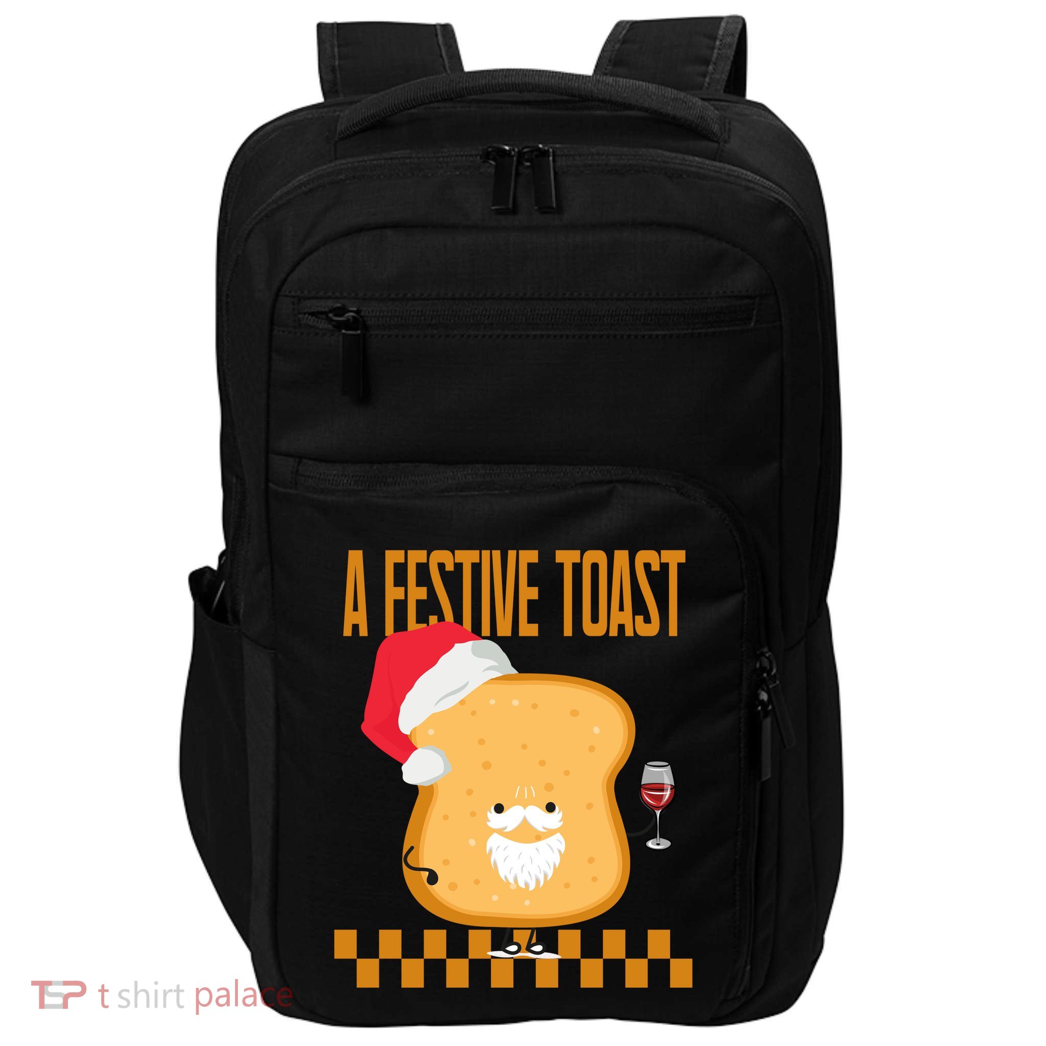 A Festive Toast Funny Christmas Impact Tech Backpack