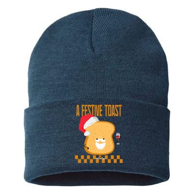 A Festive Toast Funny Christmas Sustainable Knit Beanie