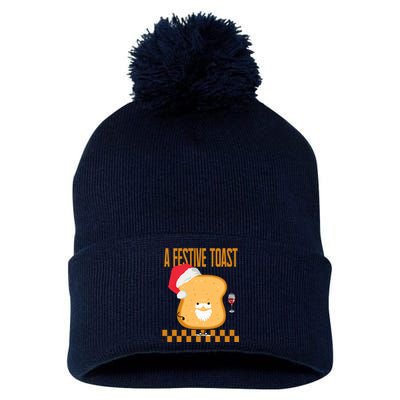 A Festive Toast Funny Christmas Pom Pom 12in Knit Beanie