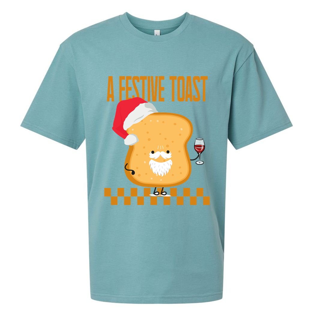 A Festive Toast Funny Christmas Sueded Cloud Jersey T-Shirt