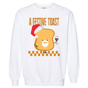 A Festive Toast Funny Christmas Garment-Dyed Sweatshirt