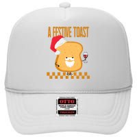 A Festive Toast Funny Christmas High Crown Mesh Back Trucker Hat