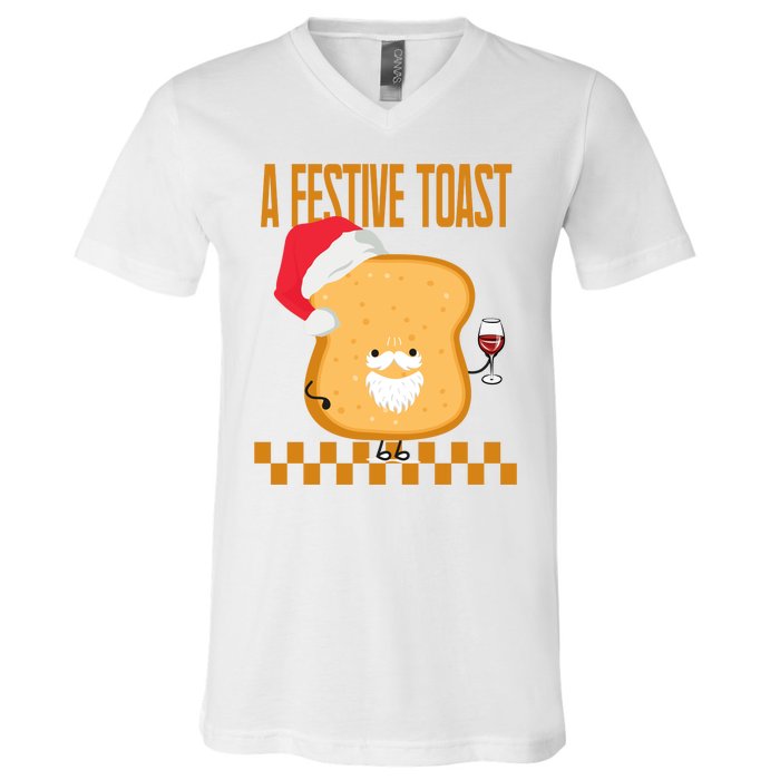 A Festive Toast Funny Christmas V-Neck T-Shirt