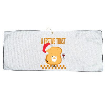 A Festive Toast Funny Christmas Large Microfiber Waffle Golf Towel