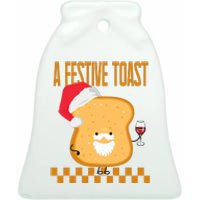 A Festive Toast Funny Christmas Ceramic Bell Ornament