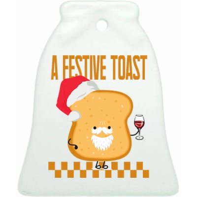 A Festive Toast Funny Christmas Ceramic Bell Ornament