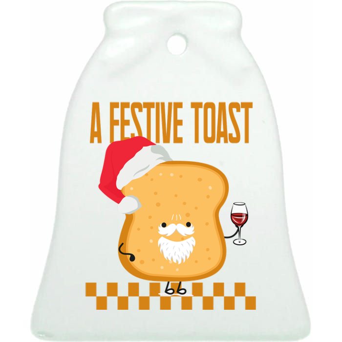 A Festive Toast Funny Christmas Ceramic Bell Ornament