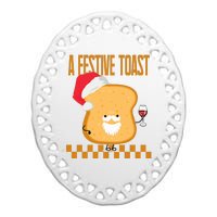 A Festive Toast Funny Christmas Ceramic Oval Ornament