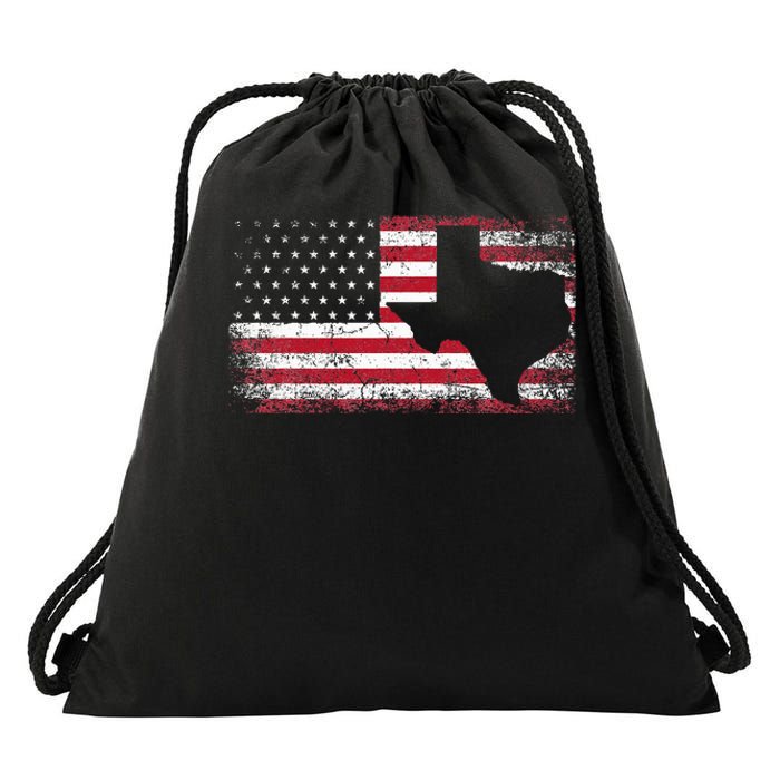 American Flag Texas 4th Of July Vintage Gift Women Retro Drawstring Bag