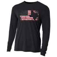 American Flag Texas 4th Of July Vintage Gift Women Retro Cooling Performance Long Sleeve Crew