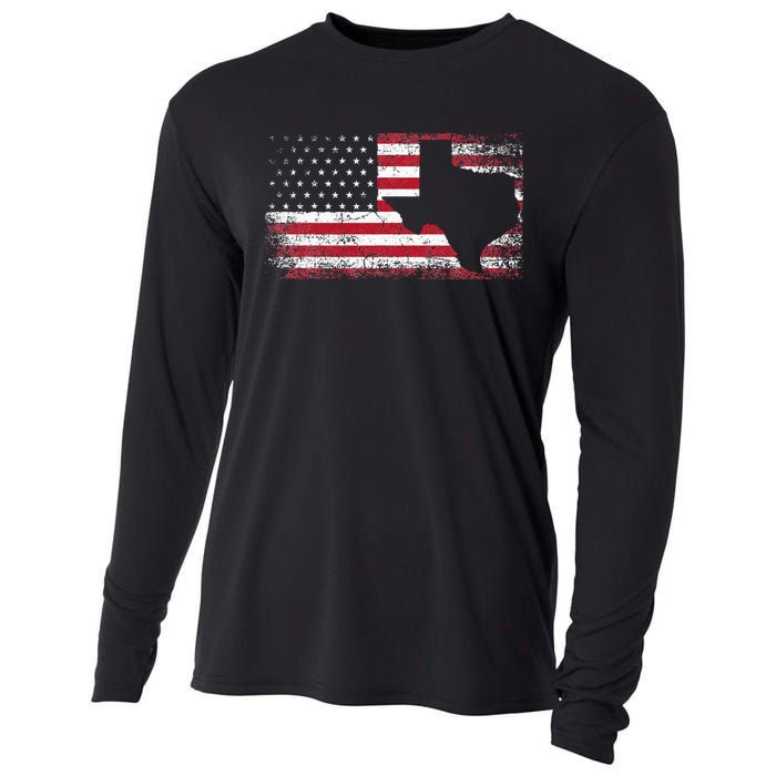 American Flag Texas 4th Of July Vintage Gift Women Retro Cooling Performance Long Sleeve Crew