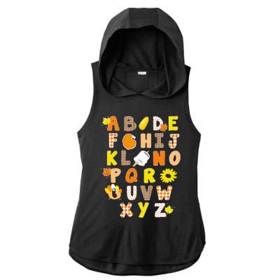 Alphabet Funny Turkey Thanksgiving Costume Preschool Teacher Ladies PosiCharge Tri-Blend Wicking Draft Hoodie Tank